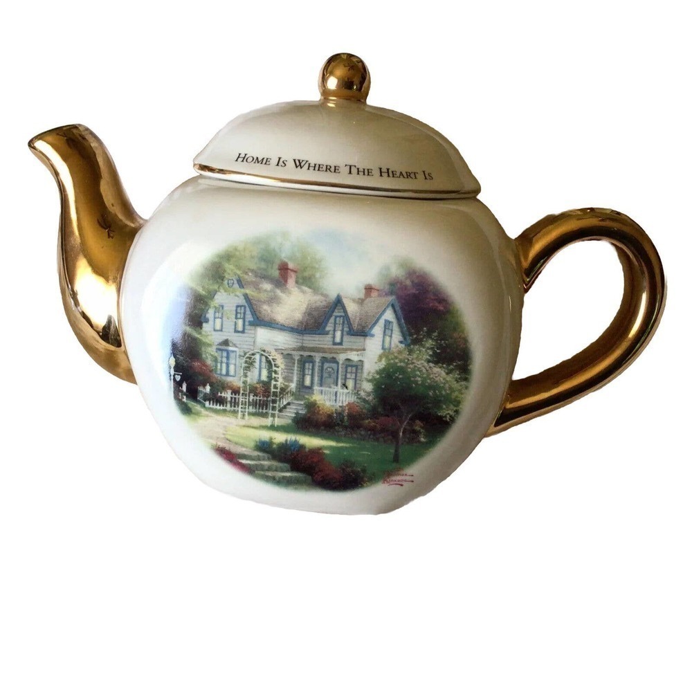 Vtg Thomas Kinkaid Teapot "Home Is Where The Heart Is" (Florist)
